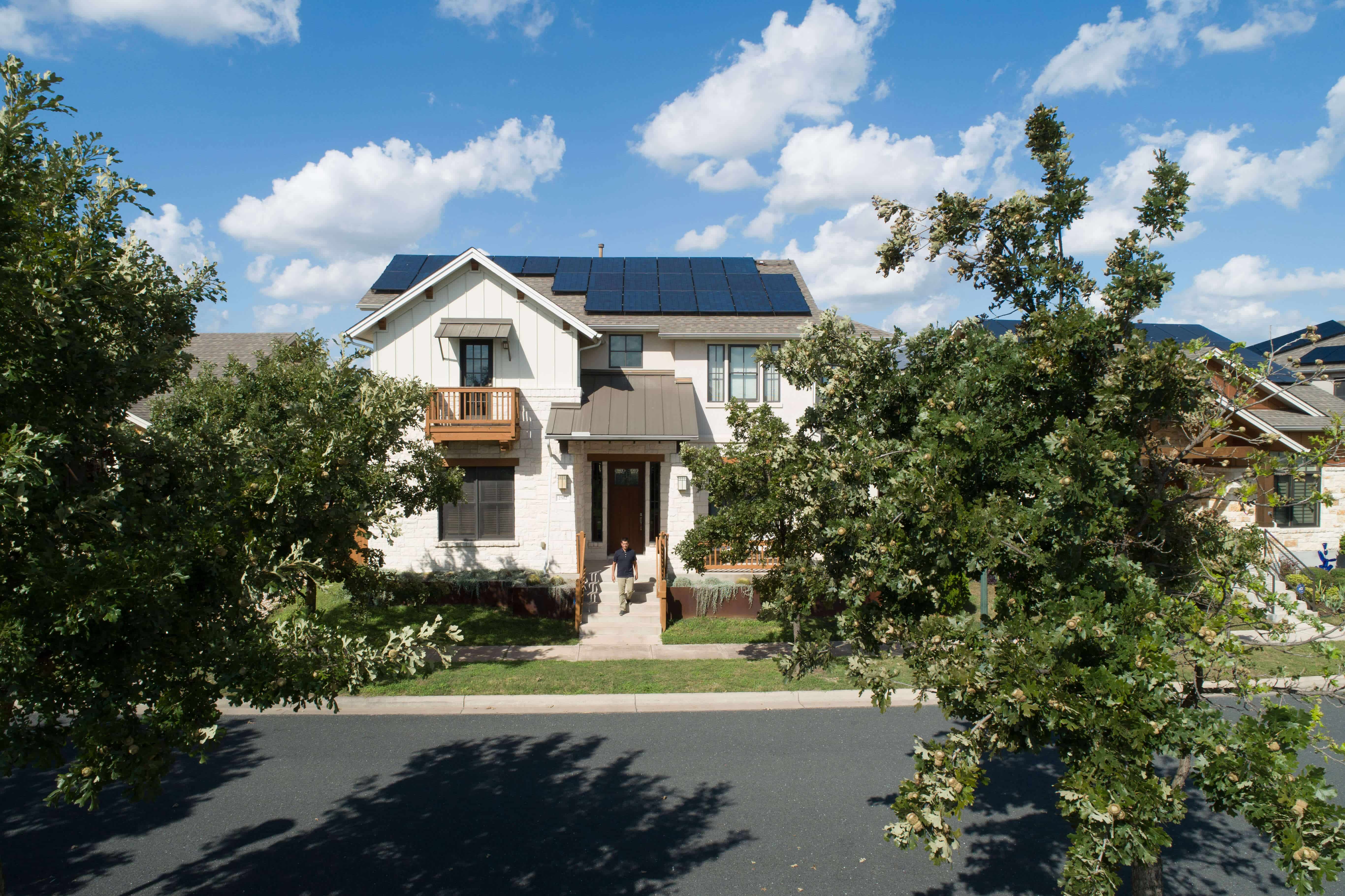 A house with solar panels on the roof