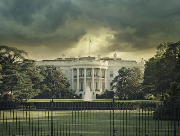 The White House with a stormy sky above it